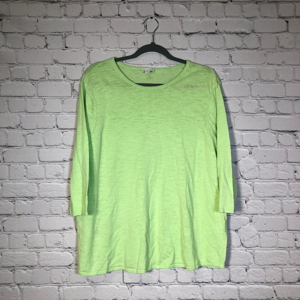 J.Jill Green Linen Blend Top Size 2x